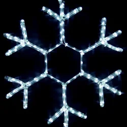 Светодиодная Снежинка &amp;#171;Зимняя Классика&amp;#187; Ø0,7м Белая, Дюралайт на Металлическом Каркасе, IP65