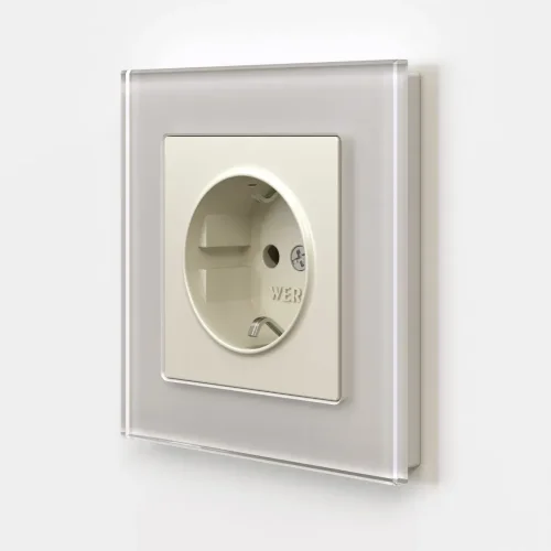 Розетка с заземлением и шторками (айвори матовый) W1171162 - фото 2