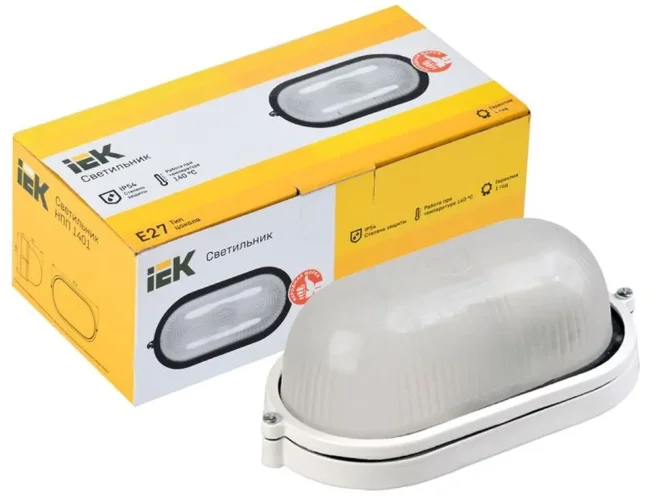 Светильник НПП 1401 60Вт E27 IP54 бел. овал IEK LNPP0-1401-1-060-K01 - фото 2