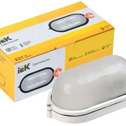 Светильник НПП 1401 60Вт E27 IP54 бел. овал IEK LNPP0-1401-1-060-K01