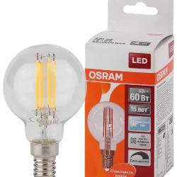 Лампа светодиодная филаментная 5W/4000К (=60W) DIM E14 | Шарик | LED Star 2Y | - OSRAM