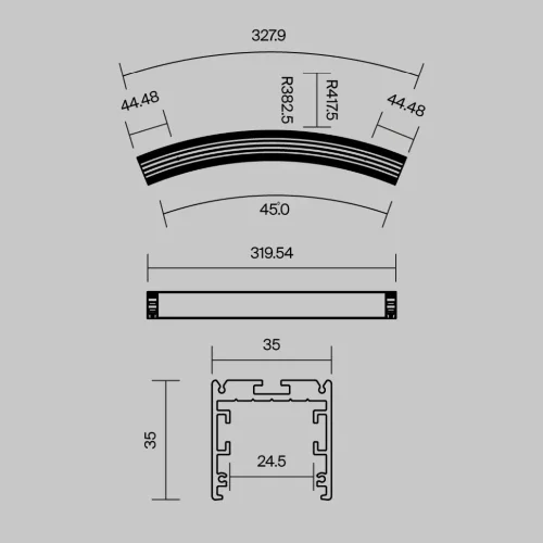 Радиусный профиль 35x35 Ø800мм 1/8 круга черный (Черный) - фото 6