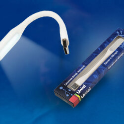 TLD-541 White Светильник-фонарь переносной Uniel, прорезиненный корпус, 6 LED, питание от USB-порта, Упаковка-картон, цвет-белый.