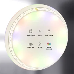 Светодиодная лента 24В 5050 14,4Вт/м Цветная (RGB) + 3000K 5м IP20 (Белый) 10176