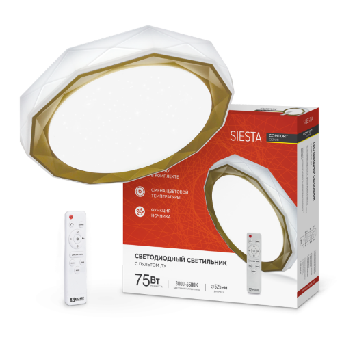 Светильник светодиодный COMFORT SIESTA 75Вт 230В 3000-6500K 6000Лм 520x90мм с пультом ДУ IN HOME - Фото