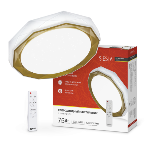 Светильник светодиодный COMFORT SIESTA 75Вт 230В 3000-6500K 6000Лм 520x90мм с пультом ДУ IN HOME - Фото 2