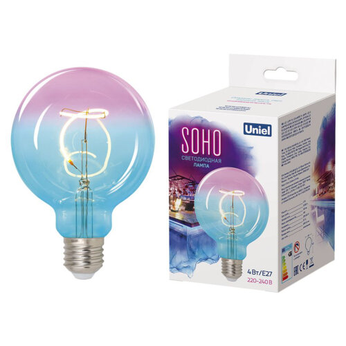 LED-SF01-4W-SOHO-E27-CW BLUE-WINE GLS77TR Лампа светодиодная SOHO, Синяя-винная колба, Спиральный филамент - фото 5