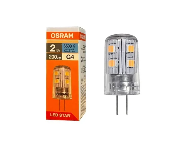 Лампа светодиодная 2W/6500K (=40W) G4 220V | 200Lm d14x33 | - OSRAM. Фото 2