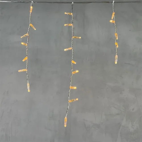 Гирлянда Бахрома с Колпачком 4,9 x 0,5 м Экстра Тепло-Белая 220В, 189 LED, Провод Прозрачный ПВХ, IP65. Фото 2.