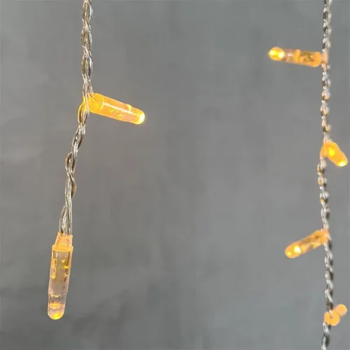 Гирлянда Бахрома с Колпачком 4,9 x 0,5 м Экстра Тепло-Белая 220В, 189 LED, Провод Прозрачный ПВХ, IP65. Фото 3.