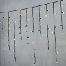 Гирлянда Бахрома 3,2 x 0,9 м Тепло-Белая 220В, 168 LED, Провод Черный Каучук, IP65. Фото 1.