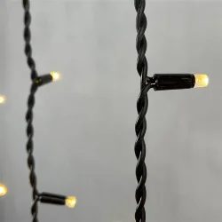 Гирлянда Бахрома 3,2 x 0,9 м Тепло-Белая 220В, 168 LED, Провод Черный Каучук, IP65