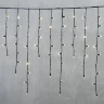 Гирлянда Бахрома 3,2 x 0,9 м Тепло-Белая 220В, 168 LED, Провод Черный Каучук, IP65. Фото 6.