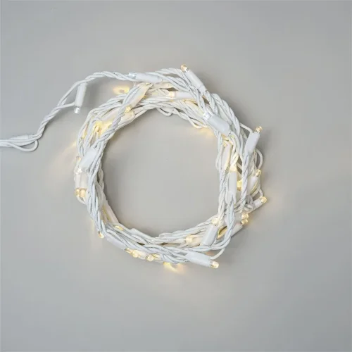 Гирлянда Нить Тверская 5м Тепло-Белая с Контроллером 24В, 54 LED, Провод Белый Каучук, IP65. Фото 1.