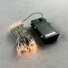 Гирлянда Нить на Батарейках с Таймером 10м Хани-Голд, 100 LED, Провод Прозрачный Силикон, IP65. Фото 1.