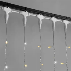 Гирлянда Занавес 2 x 3 м Желтый с Мерцанием Белого Диода 220В, 600 LED, Провод Прозрачный ПВХ, IP54