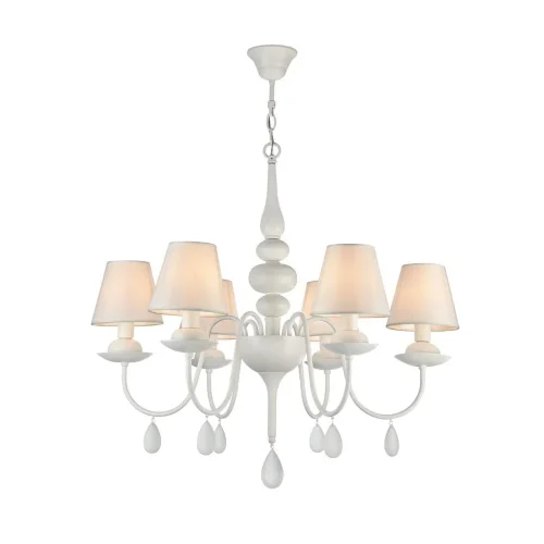 Дизайн светильников серии Eliza - это дуэт классики и современности. Акцент в данной серии сделан на белый цвет, в котором выполнена арматура, абажуры, сделанные из ткани на ПВХ, и каплевидные подвески из матового стекла (Белый) - фото