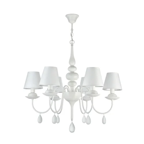 Дизайн светильников серии Eliza - это дуэт классики и современности. Акцент в данной серии сделан на белый цвет, в котором выполнена арматура, абажуры, сделанные из ткани на ПВХ, и каплевидные подвески из матового стекла (Белый) - фото 2