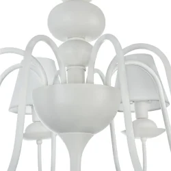 Дизайн светильников серии Eliza - это дуэт классики и современности. Акцент в данной серии сделан на белый цвет, в котором выполнена арматура, абажуры, сделанные из ткани на ПВХ, и каплевидные подвески из матового стекла (Белый)