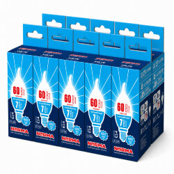 LED-CW37-7W-NW-E14-FR-NR SET10 Лампа светодиодная, Форма свеча на ветру, матовая, Серия Norma, Белый свет 4000K, Упаковка 10 штук