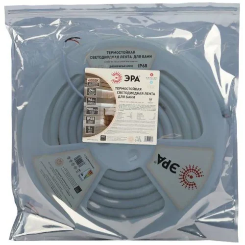Лента светодиодная LS2835-9.6-120-24-4000K-IP68-5м 24В термостойкая для бани нейтр. бел. в комплекте: 2 заглушки; 10 крепежей (уп.5м) Эра Б0062326 - фото 3