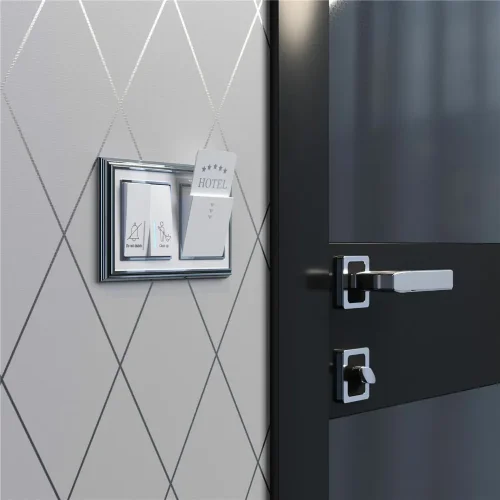 Выключатель двухклавишный для отелей (белый) W1120801 - фото 3