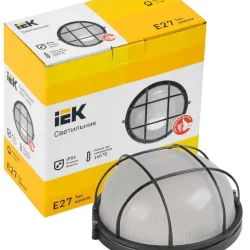 Светильник НПП 1302 60Вт E27 IP54 черн. круг с решеткой IEK LNPP0-1302-1-060-K02