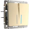 Выключатель двухклавишный с подсветкой (шампань) W1120111 - фото