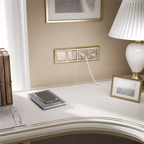 Выключатель двухклавишный с подсветкой (шампань) W1120111 - фото 2