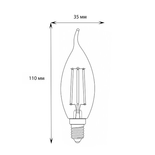 LED-CW35-11W-4000K-E14-CL PLS02WH Лампа светодиодная, Форма свеча на ветру, прозрачная, Серия Sky, Белый свет 4000К. - фото 6