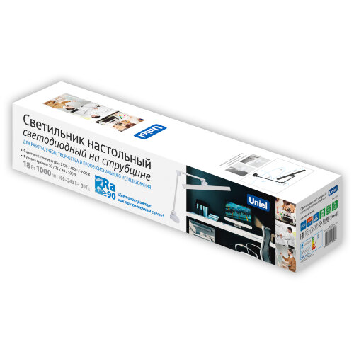 ULM-D116 18W-3000-6500K-DIM WHITE Светильник настольный светодиодный на струбцине, Сенсорный выключатель, Диммер, Белый - фото 2