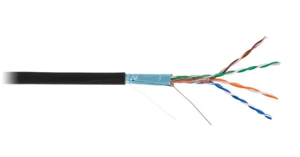 Кабель F/UTP кат.5E (класс D) 4 пары 100МГц ОЖ BC чистая медь внешн. PE до -40град.C черн. (уп.305м) NETLAN EC-UF004-5E-PE-BK - фото