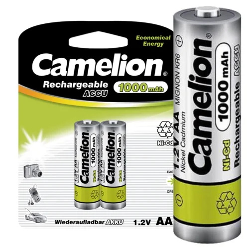 Аккумулятор AA/R6 1000мА.ч NI-CD BP-2 металлик (блист.2шт) Camelion 6181 - фото