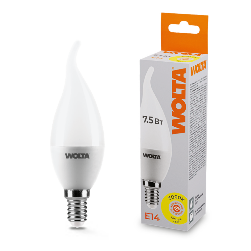 Светодиодная лампа WOLTA 25YCD7.5E14 7.5Вт 3000K E14 - фото 1.