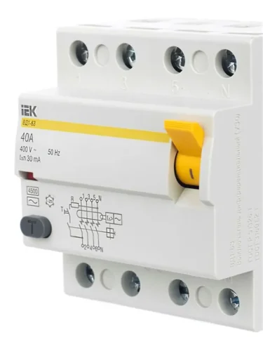 Выключатель дифференциального тока (УЗО) 4п 40А 30мА тип AC ВД1-63 KARAT IEK MDV10-4-040-030 - фото 8