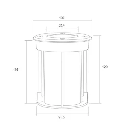 Встраиваемый светильник Tubo GU10х1 35Вт IP 65 (Серебро)