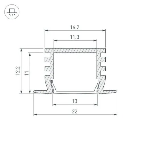 Профиль U-16/12-IN RAL9005 (с экраном) — 2000мм - фото 2
