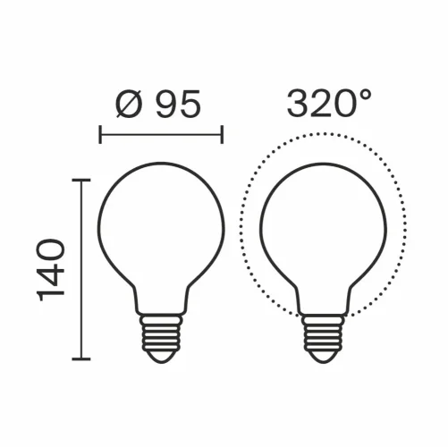 Светодиодная лампа Ультра Филамент Шар G95 8Вт 2700K E27 320° молочная (3502) (Молочный) 3502 - фото 2