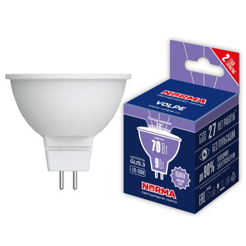 LED-JCDR-9W-6500K-GU5.3-38D-NR Лампа светодиодная, Форма JCDR, матовая, Серия Norma, Дневной свет 6500K, Угол свечения 38, Картон - фото 5