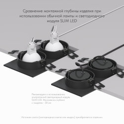 Встраиваемый светильник, IP 20, 10 Вт, GU5.3, LED, черный, пластик, Denkirs DK3022-BK