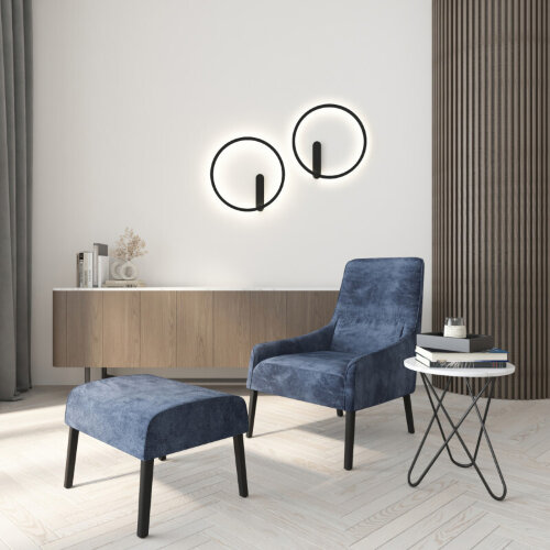 DK5035-BK Бра ROUND со светодиодом, IP20, 24W, 3000/4000/6500K, черный, алюминий. Фото 8