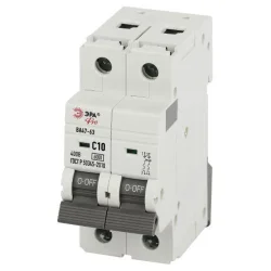 Выключатель автоматический 2п C 10А 6кА ВА47-63 PRO VA63-2P10C6 Эра Б0063152