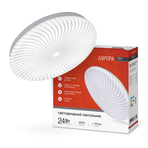 Светильник светодиодный серии DECO АВРОРА 24Вт 230В 4000К 2160Лм 330х55мм IN HOME - Фото