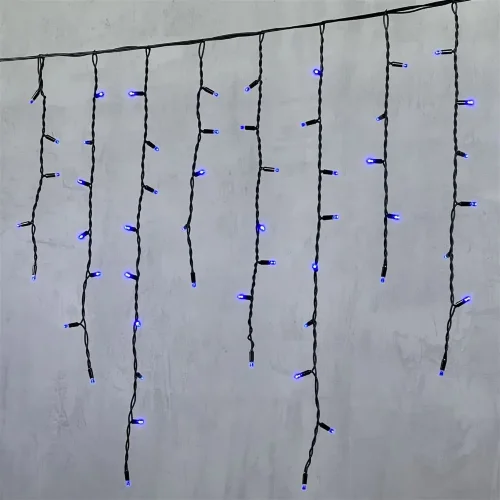 Гирлянда Бахрома 3,2 x 0,9 м Синяя 220В, 168 LED, Провод Черный Каучук, IP65. Фото 1.