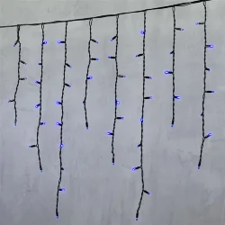 Гирлянда Бахрома 3,2 x 0,9 м Синяя 220В, 168 LED, Провод Черный Каучук, IP65