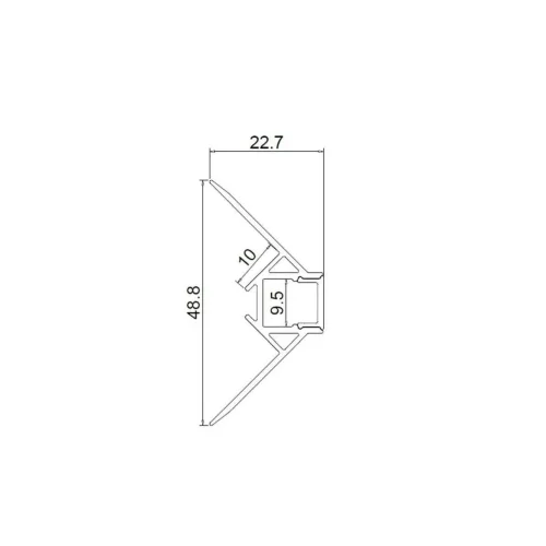 Алюминиевый профиль встраиваемый в гипсокартон 346 (2500*48,8*22,7мм с рассеивателем, внешний угол) - фото II