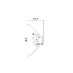 Алюминиевый профиль встраиваемый в гипсокартон 346 (2500*48,8*22,7мм с рассеивателем, внешний угол)