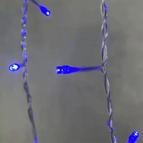 Гирлянда Бахрома 3,1 x 0,5 м Синяя 220В, 150 LED, Провод Прозрачный ПВХ, IP54. Фото 3.