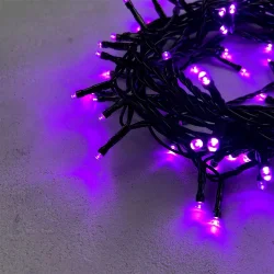 Гирлянда Нить 10м Фиолетовая 24В, 100 LED, Провод Черный ПВХ, IP54
