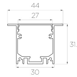 Профиль врезной алюминиевый LC-LPV-3244-2 Anod